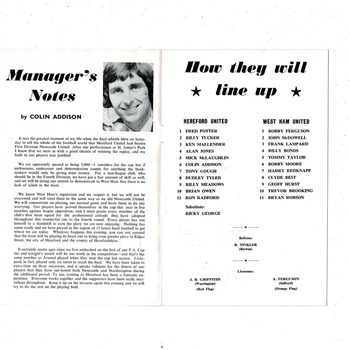 Hereford United v West Ham United FA Cup Football Programme 1971/72