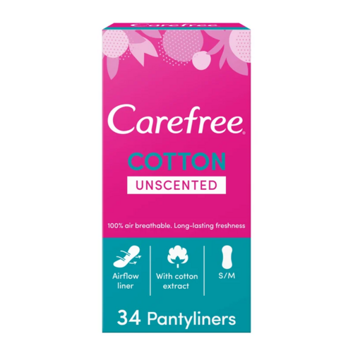 Carefree Cotton Pantyliners Unscented 34's