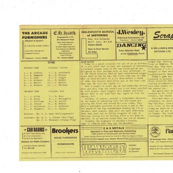 Hitchin Town v Swindon Town FA Cup Football Programme 1976/77