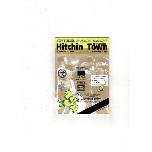 Hitchin Town v Hereford United FA Cup Football Programme 1994/95