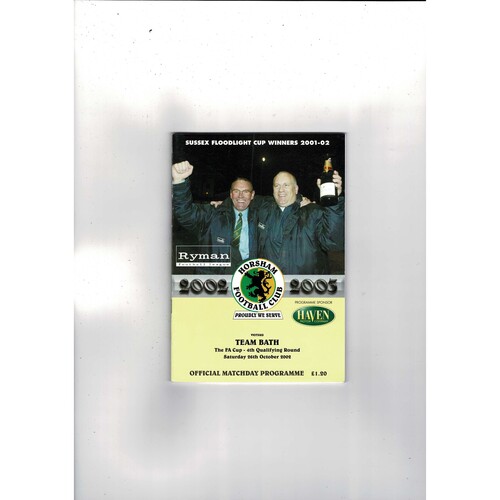 Horsham v Team Bath FA Cup Football Programme 2002/03