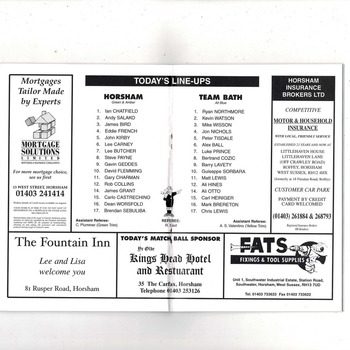 Horsham v Team Bath FA Cup Football Programme 2002/03