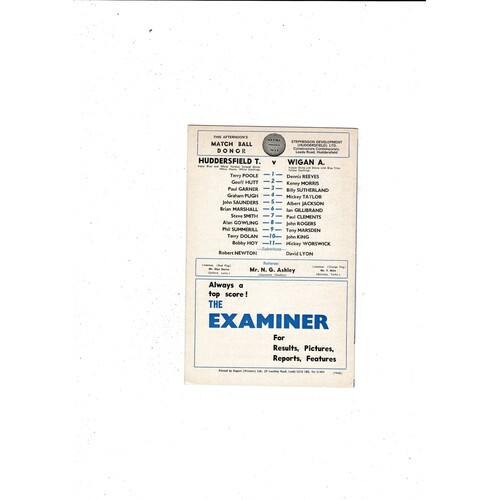 Huddersfield Town v Wigan Athletic FA Cup Football Programme 1973/74