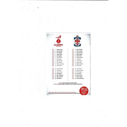 Ilkeston v AFC Fylde FA Cup Replay Football Programme 2012/13