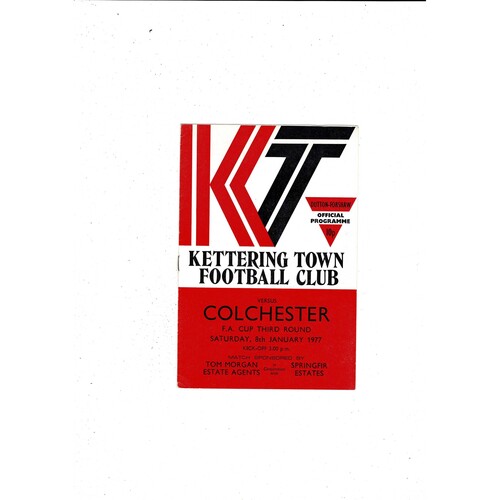 Kettering Town v Colchester United FA Cup Football Programme 1976/77