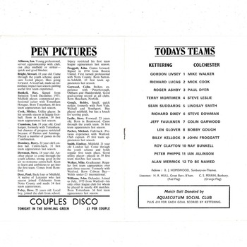 Kettering Town v Colchester United FA Cup Football Programme 1976/77