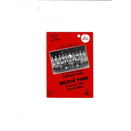 Kettering Town v Halifax Town FA Cup Football Programme 1988/89