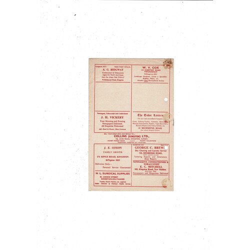 Kingstonian v Walton & Hersham FA Cup Football Programme 1962/63