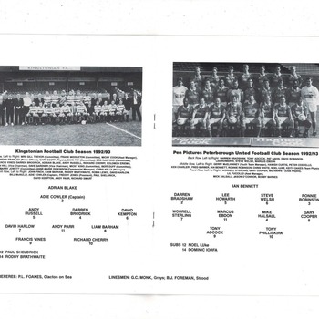 Kingstonian v Peterborough United FA Cup Football Programme 1992/93