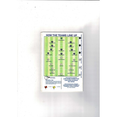 Lancaster City v Morecombe FA Cup Football Programme 1996/97