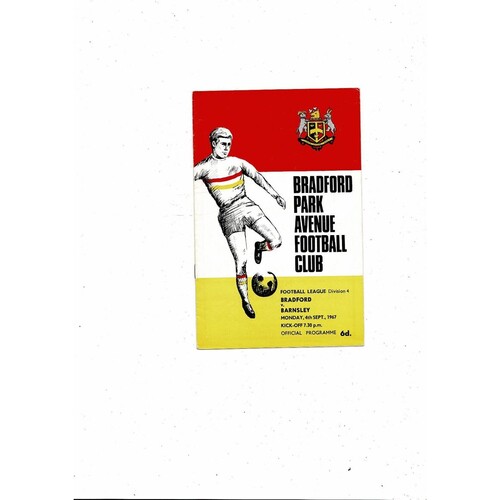 1967/68 Bradford Park Avenue v Barnsley Football Programme