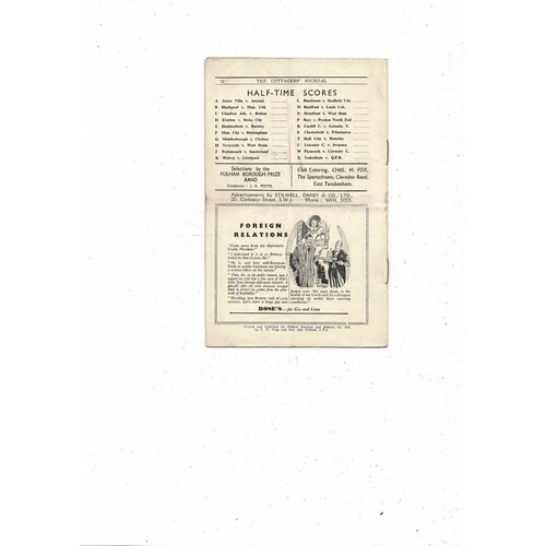 1949/50 Fulham v Derby County Football Programme