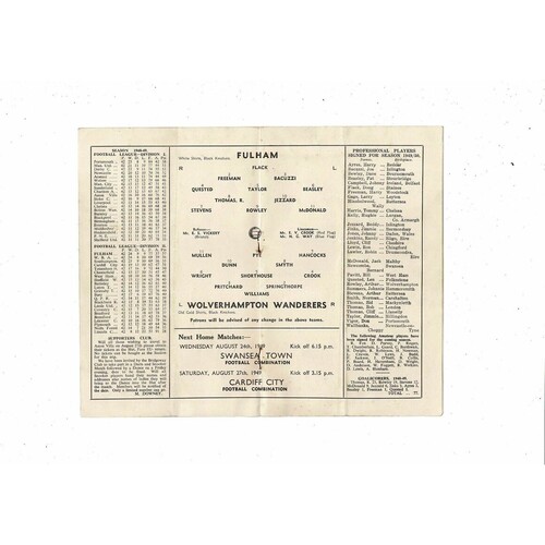 1949/50 Fulham v Wolves Football Programme
