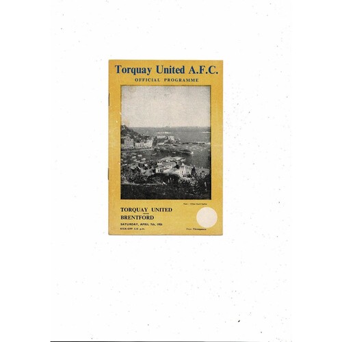 1955/56 Torquay United v Brentford Football Programme
