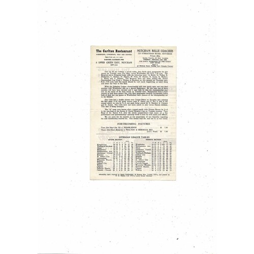 1962/63 Kingstonian v Sutton united Surrey Senior Cup Final Football Programme @ Tooting & Mitcham