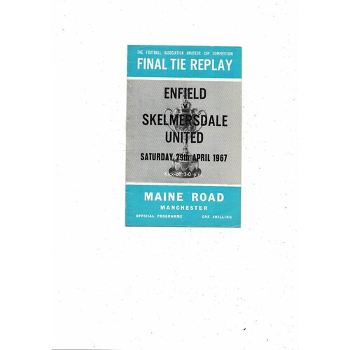 1967 Enfield v Skelmersdale United Amateur Cup Final Replay Football Programme @ Man City