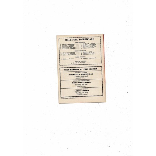 1967/68 Arsenal v Burnley Football Programme