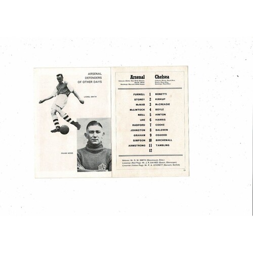 1967/68 Arsenal v Chelsea Football Programme