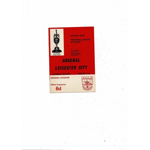 1967/68 Arsenal v Leicester City Football Programme