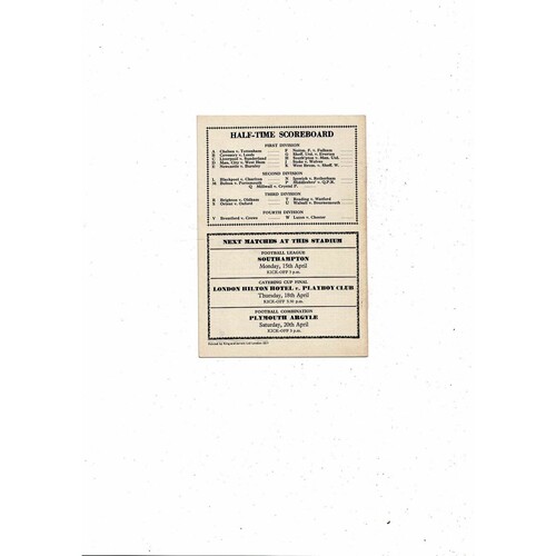 1967/68 Arsenal v Leicester City Football Programme