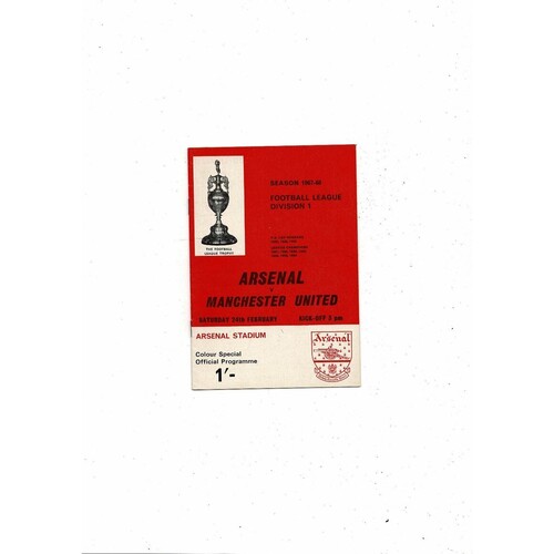 1967/68 Arsenal v Manchester United Football Programme