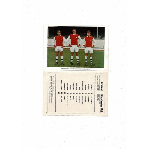 1967/68 Arsenal v Manchester United Football Programme