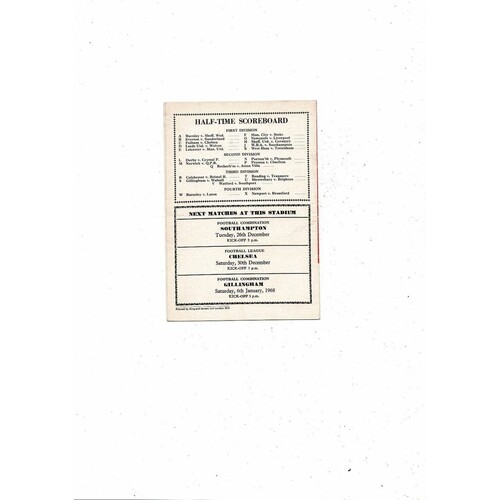 1967/68 Arsenal v Nottingham Forest Football Programme