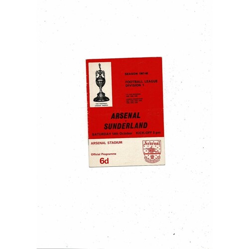 1967/68 Arsenal v Sunderland Football Programme
