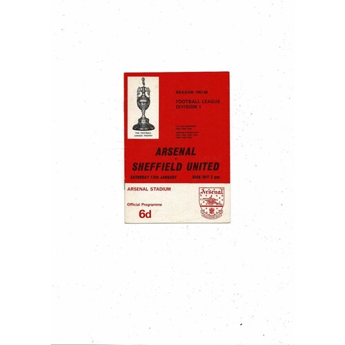 1967/68 Arsenal v Sheffield United Football Programme