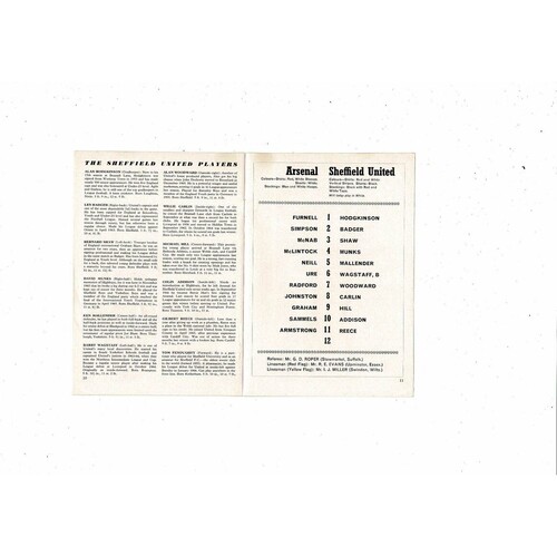 1967/68 Arsenal v Sheffield United Football Programme
