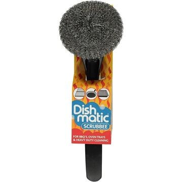 Dishmatic Scrubbee Solid Steel Handle with Stainless Steel Scourer Head
