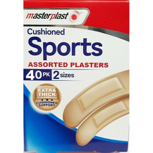 Master Plast Extra Thick Cushioned Sports Assorted Plasters 40Pk