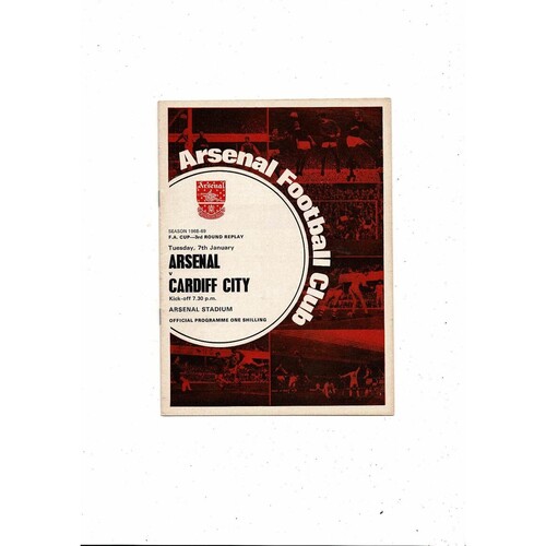 1968/69 Arsenal v Cardiff City FA Cup Replay Football Programme