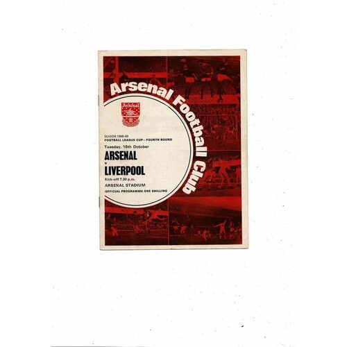 1968/69 Arsenal v Liverpool League Cup Football Programme