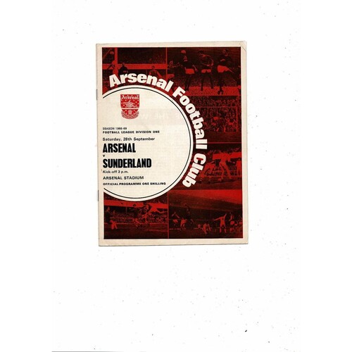 1968/69 Arsenal v Sunderland Football Programme