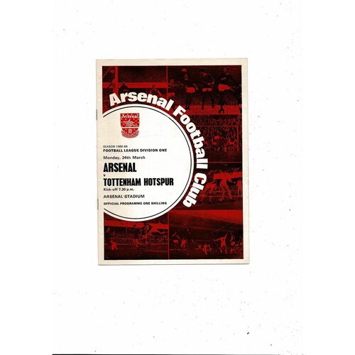 1968/69 Arsenal v Tottenham Hotspur Football Programme
