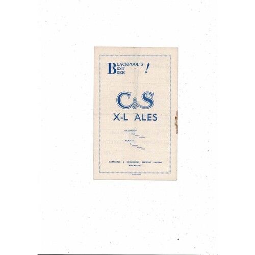 1954/55 Blackpol v West Bromwich Albion Football Programme