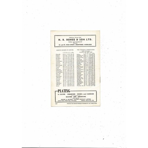 1957/58 Brentford v Brighton Football Programme 28th April