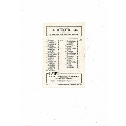 1957/58 Brentford v Colchester United Football Programme