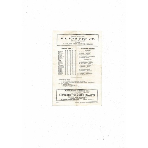 1959/60 Brentford v Southampton Football Programme