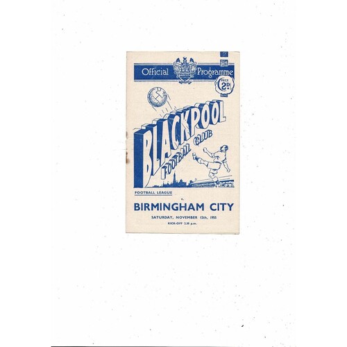 1955/56 Blackpool v Birmingham City Football Programme