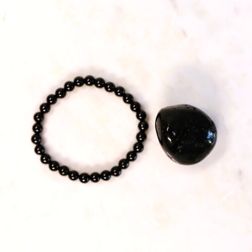 Black Tourmaline Beaded Bracelet Set