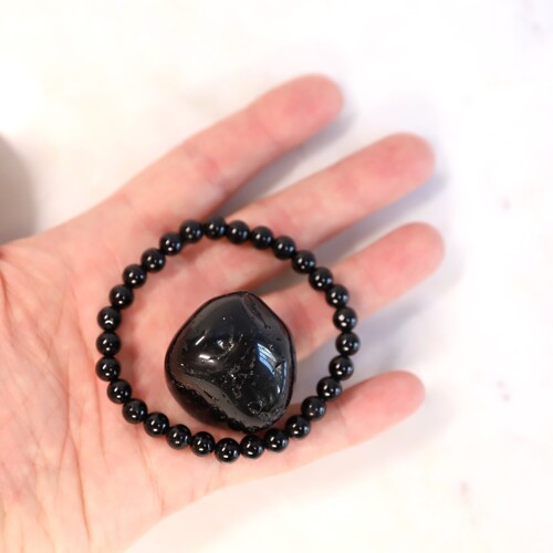 Black Tourmaline Beaded Bracelet Set