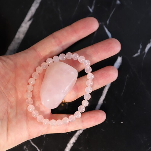 Rose Quartz Beaded Bracelet Set
