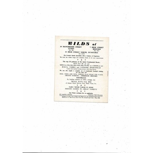 1962/63 Luton Town v Chelsea Football Programme