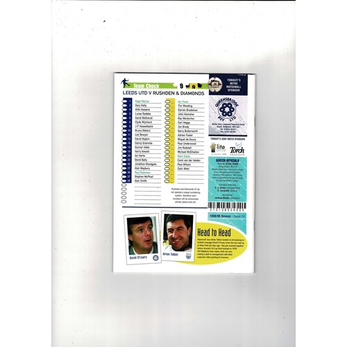 Leeds United v Rushden & Diamonds FA Cup Football Programme 1998/99