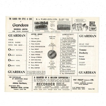 Leyton Orient v Lowestoft FA Cup Football Programme 1966/67