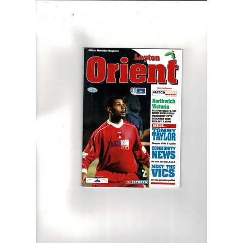 Leyton Orient v Northwich Victoria 2nd Round Replay FA Cup Football Programme 2000/01