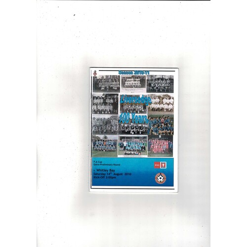 Liversedge v Whitley Bay FA Cup Football Programme 2010/11
