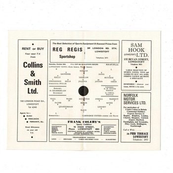 Lowestoft Town v Cambridge United FA Cup Football Programme 1967/68